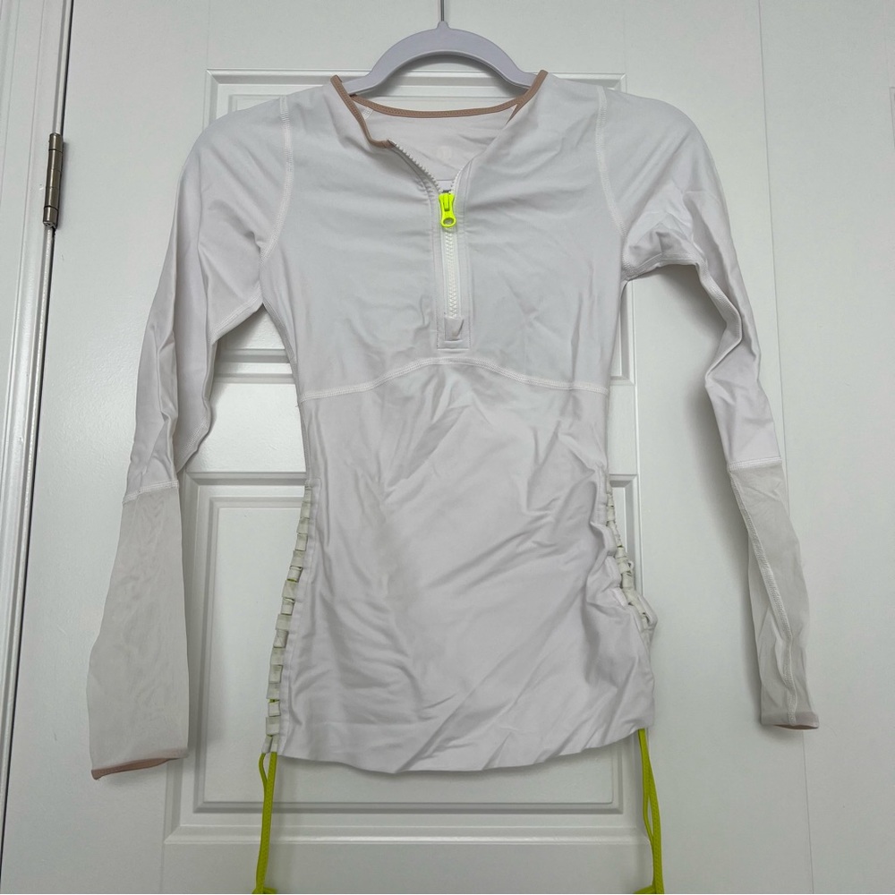 Lululemon athletica White Long Sleeve Top with Neon Accents